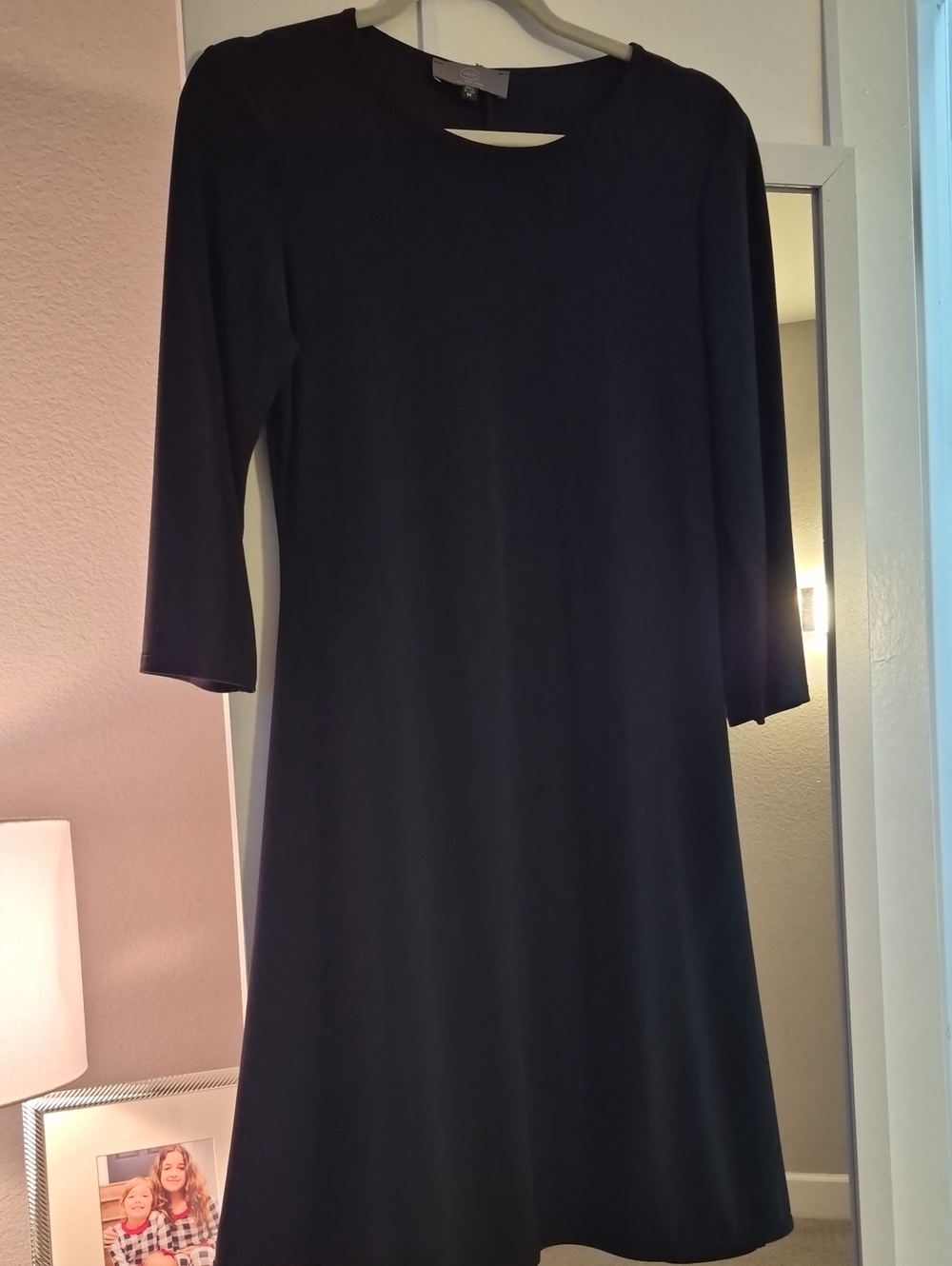Women's Black Knee-Length A-Line Dress with Scoop Neck